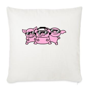 3 DJ Party Pigs Équipe Trois amis Équipe de fête - Housse de coussin décorative 45 x 45 cm - blanc nature - Devant