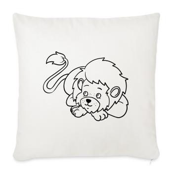 Lion Kawaii coloring page hand-illustrated - Sofa pillowcase 17,3'' x 17,3'' (45 x 45 cm) - natural white - Front