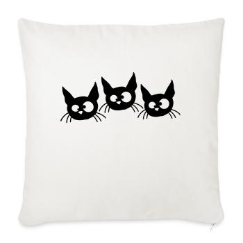 Trois chats plissés drôle 3 grimaces folles - Housse de coussin décorative 45 x 45 cm - blanc nature - Devant