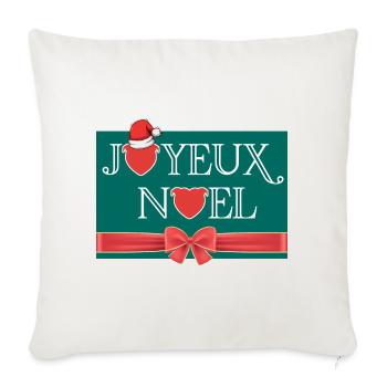 Joyeux Noël tête de cœur staffie et nœud cadeau - Housse de coussin décorative 45 x 45 cm - blanc nature - Devant
