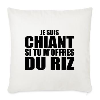 Homme qui adore : Riz. Design Drôle Humour Sushi - Housse de coussin décorative 45 x 45 cm - blanc nature - Devant