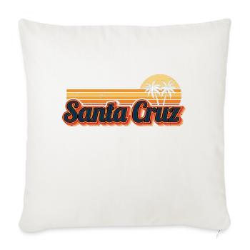 Santa Cruz Sunset Palmiers, Soleil Idée Cadeau - Housse de coussin décorative 45 x 45 cm - blanc nature - Devant