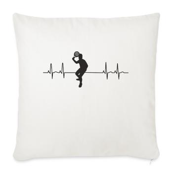 Rythme cardiaque Padel Silhouette Rythme cardiaqueCardiogramme - Housse de coussin décorative 45 x 45 cm - blanc nature - Devant