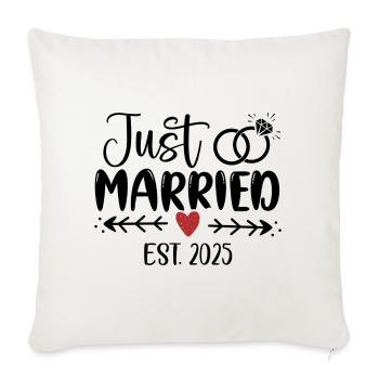 Cœur Minimaliste et Élégant, just got married - Housse de coussin décorative 45 x 45 cm - blanc nature - Devant