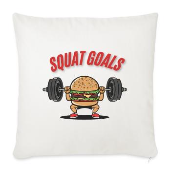Squat Goals Cartoon Burger Fitness Design - Housse de coussin décorative 45 x 45 cm - blanc nature - Devant