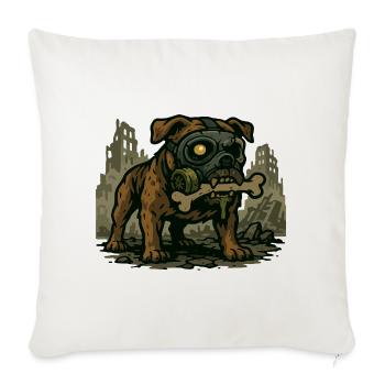 Masque à gaz Bulldog dans une ville en ruine - Housse de coussin décorative 45 x 45 cm - blanc nature - Devant
