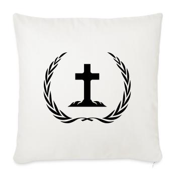Couronne de symbole de croix - Housse de coussin décorative 45 x 45 cm - blanc nature - Devant