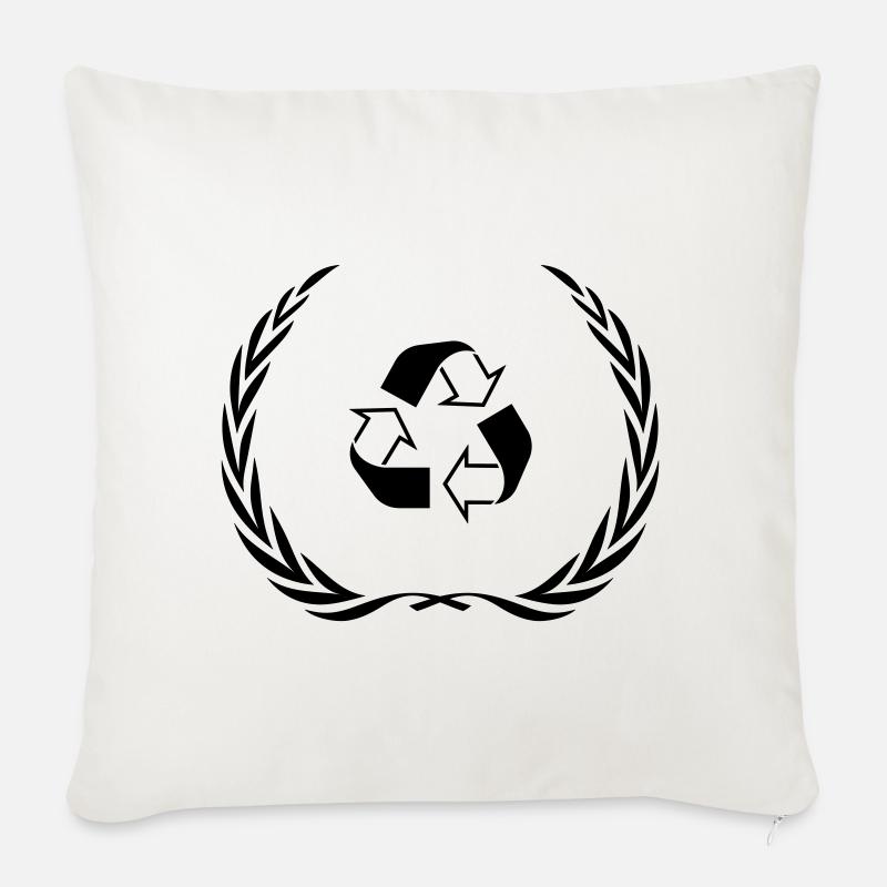 Recycling Symbol Kranz - Sofakissenbezug 45 x 45 cm - Naturweiß 