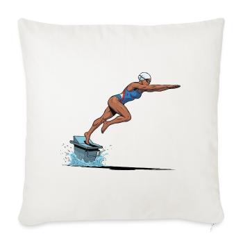 Swimmer Jump on Surfboard - Sofa pillowcase 17,3'' x 17,3'' (45 x 45 cm) - natural white - Front