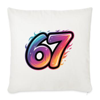 67 - T-shirt Funny Six Seven - Housse de coussin décorative 45 x 45 cm - blanc nature - Devant
