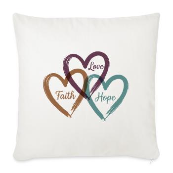 Love Faith Hope – Inspirational Heart Design - Housse de coussin décorative 45 x 45 cm - blanc nature - Devant