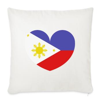 Drapeau du cœur des Philippines - Housse de coussin décorative 45 x 45 cm - blanc nature - Devant