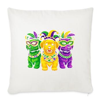 Chiens de carnaval : Trio de perles de Mardi Gras - Housse de coussin décorative 45 x 45 cm - blanc nature - Devant