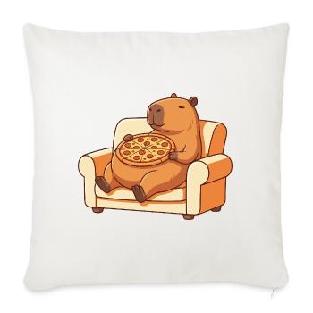 Pizza Capybara sur le canapé - Housse de coussin décorative 45 x 45 cm - blanc nature - Devant