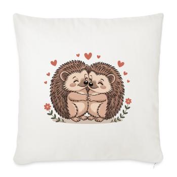 Hedgehog Couple Love with Hearts - Sofa pillowcase 17,3'' x 17,3'' (45 x 45 cm) - natural white - Front