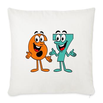 Six Seven Cartoon - Sofakissenbezug 45 x 45 cm - Naturweiß  - Vorne
