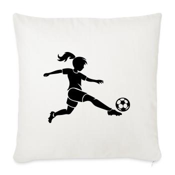 Fussballerin Fussball Silhouette - Sofakissenbezug 45 x 45 cm - Naturweiß  - Vorne