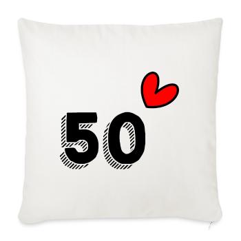 50. 50 YEARS. 50th ANNIVERSARY. 50 YEARS ANNIVERSARY. - Sofa pillowcase 17,3'' x 17,3'' (45 x 45 cm) - natural white - Front