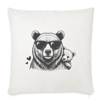 Père, ours et enfant - Housse de coussin décorative 45 x 45 cm - blanc nature - Devant