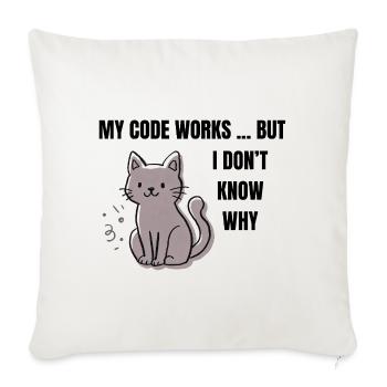 Mon code fonctionne - Chat programmeur drôle - Housse de coussin décorative 45 x 45 cm - blanc nature - Devant