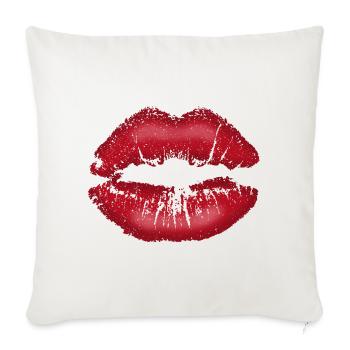 Lèvres embrassables avec ombre rouge rouge à lèvres - Housse de coussin décorative 45 x 45 cm - blanc nature - Devant