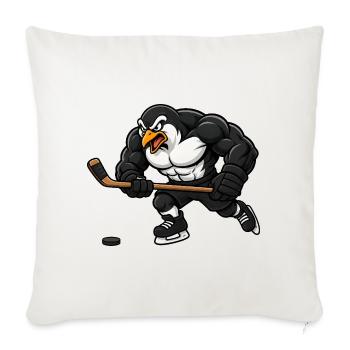 Pinguin Eishockey Spieler Comic Motiv - Sofakissenbezug 45 x 45 cm - Naturweiß  - Vorne