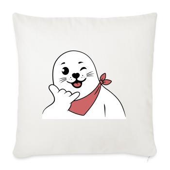 Zwinkerndes Robbenzeichen mit einem Bandana und werfendem Shaka-Zeichen - Sofakissenbezug 45 x 45 cm - Naturweiß  - Vorne