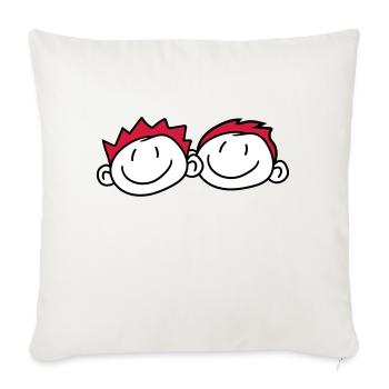 2 amis tête visage couple famille peint enfant kr - Housse de coussin décorative 45 x 45 cm - blanc nature - Devant