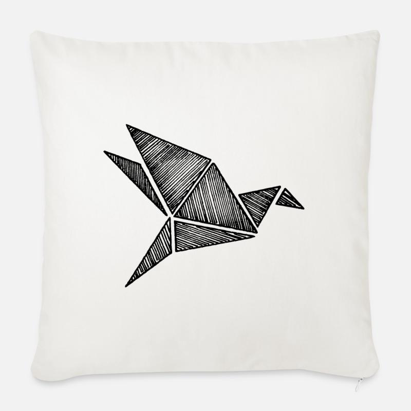Origami Vogel - Sofakissenbezug 45 x 45 cm - Naturweiß