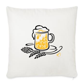 Bière Bière Mug Houblon Blé - Housse de coussin décorative 45 x 45 cm - blanc nature - Devant