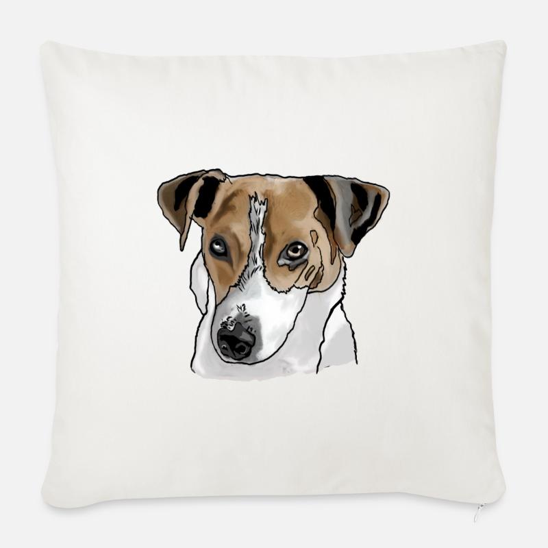 Jack Russel Terrier - Sofakissenbezug 45 x 45 cm - Naturweiß 