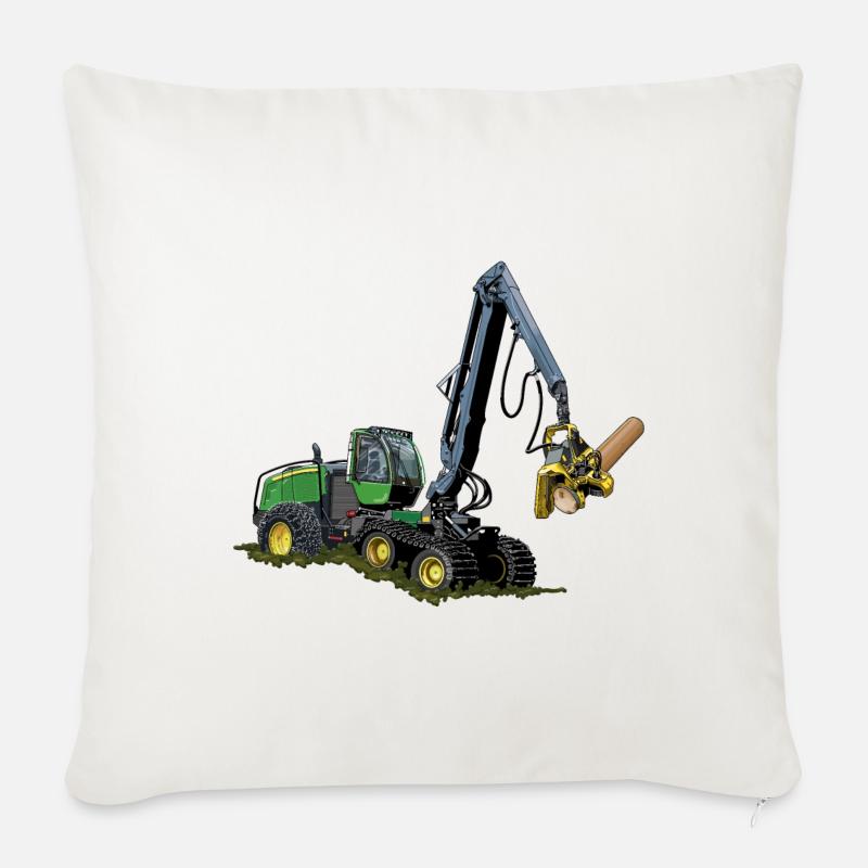 Harvester, Holzerntemaschine - Sofakissenbezug 45 x 45 cm - Naturweiß 