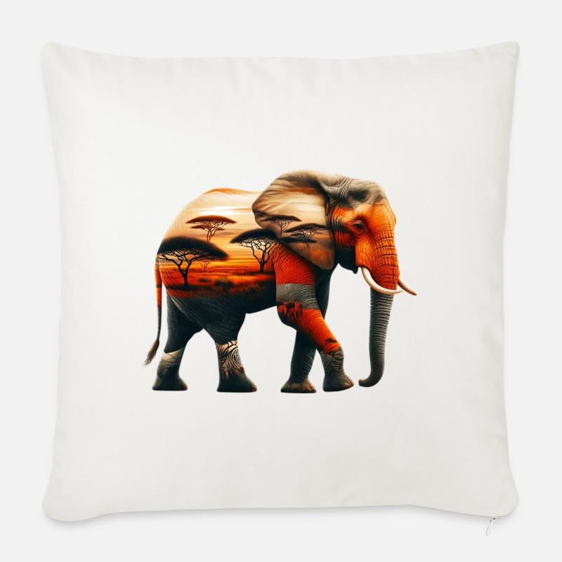 Elefant - Sofakissenbezug 45 x 45 cm - Naturweiß