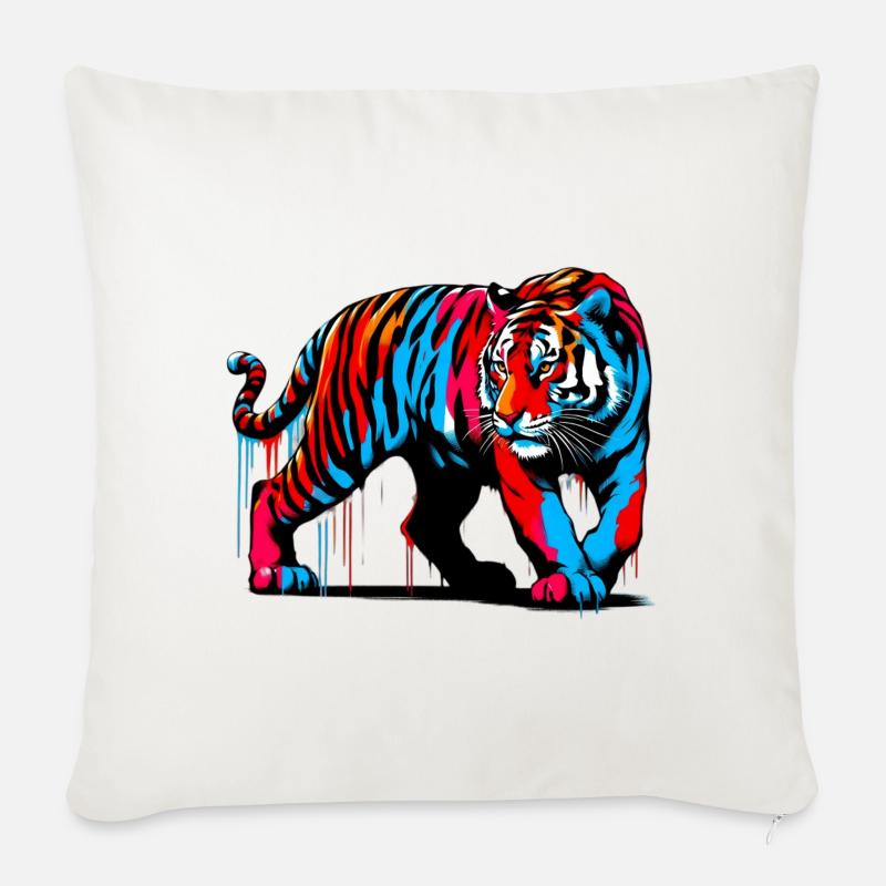 Tiger - Sofakissenbezug 45 x 45 cm - Naturweiß