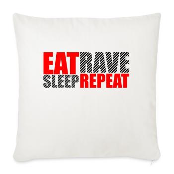 Manger dormir rave répéter nourriture sommeil corbeau disant - Housse de coussin décorative 45 x 45 cm - blanc nature - Devant