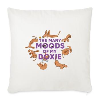 Caprices du teckel – Chaque jour une aventure - Housse de coussin décorative 45 x 45 cm - blanc nature - Devant