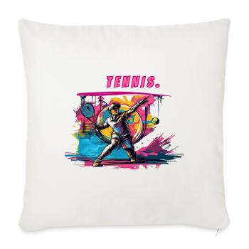 Tennis Neon Vintage Print Tennis Player - Sofa pillowcase 17,3'' x 17,3'' (45 x 45 cm) - natural white - Front