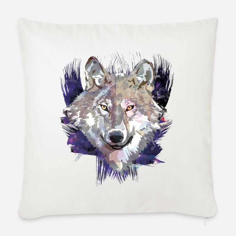 Wolf | Tier | Grauer Wolf - Sofakissenbezug 45 x 45 cm - Naturweiß
