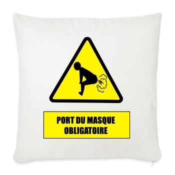 Danger pet - Housse de coussin décorative 45 x 45 cm - blanc nature - Devant