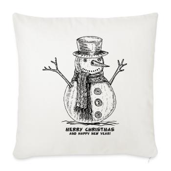 Bonhomme de neige Joyeux Noël - Housse de coussin décorative 45 x 45 cm - blanc nature - Devant