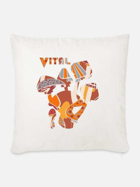 Vitalpilze, mushrooms in Erdtöne - Sofakissenbezug 45 x 45 cm - Naturweiß