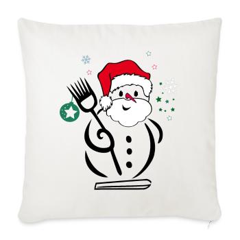 Bonhomme de neige, Père Noël - Housse de coussin décorative 45 x 45 cm - blanc nature - Devant
