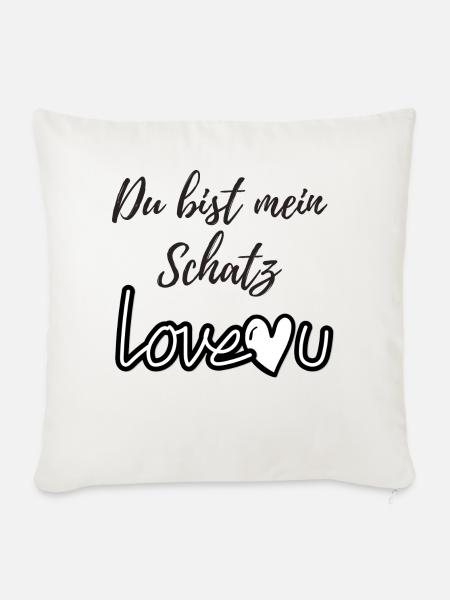 Du bist mein Schatz Ich liebe dich - Sofakissenbezug 45 x 45 cm - Naturweiß 