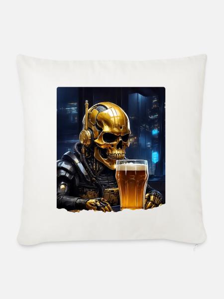 Bier Skull 0.2 - Sofakissenbezug 45 x 45 cm - Naturweiß 