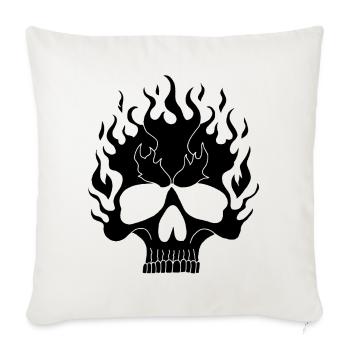 Black Flaming Skull - Sofa pillowcase 17,3'' x 17,3'' (45 x 45 cm) - natural white - Front