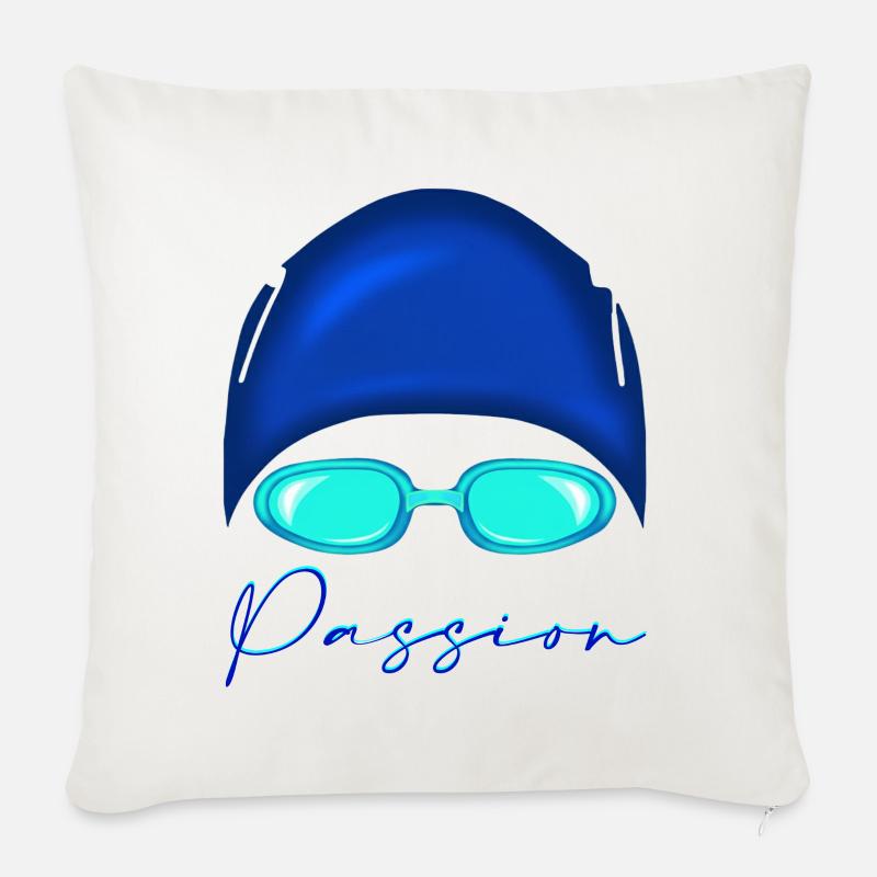 Passion Schwimmen Neon Blau - Sofakissenbezug 45 x 45 cm - Naturweiß