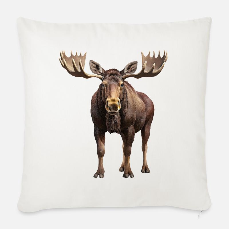 Elch - Sofakissenbezug 45 x 45 cm - Naturweiß 