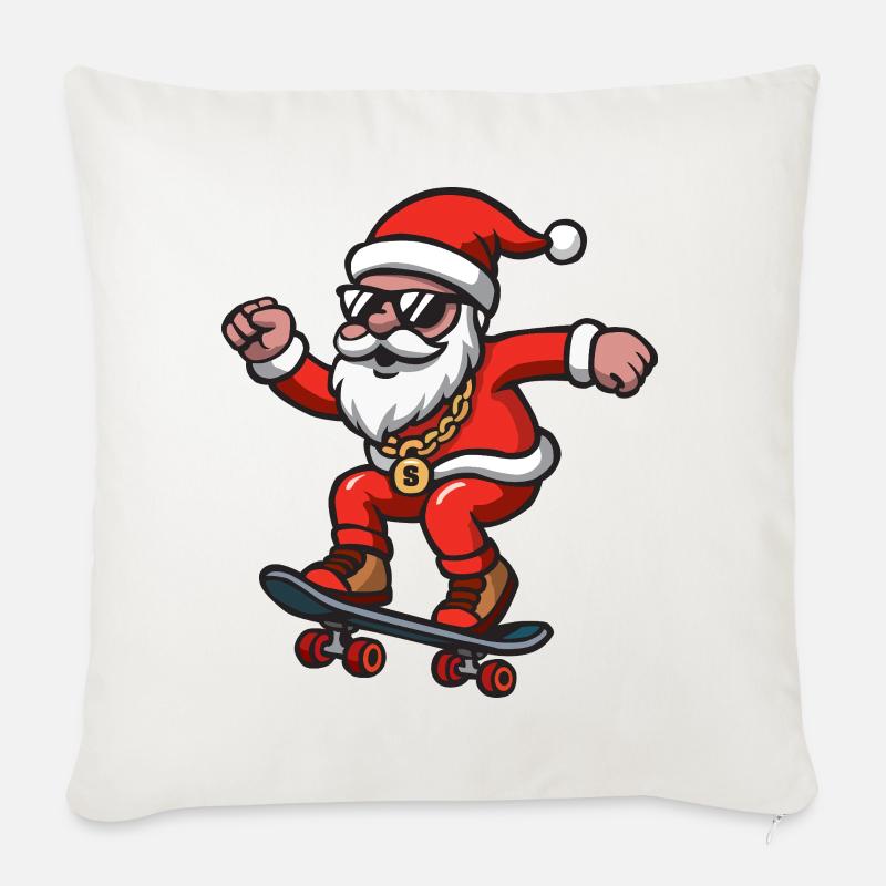 Santa Skating - Sofakissenbezug 45 x 45 cm - Naturweiß 
