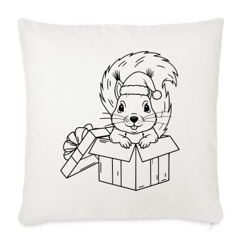Cute Christmas squirrel in gift box - Sofa pillowcase 17,3'' x 17,3'' (45 x 45 cm) - natural white - Front