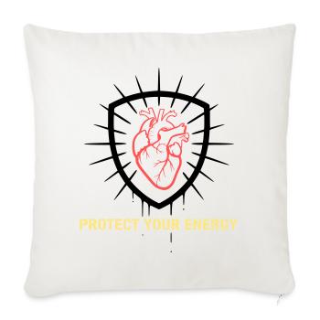 Bouclier cœur Protéger l’Énergie - Housse de coussin décorative 45 x 45 cm - blanc nature - Devant